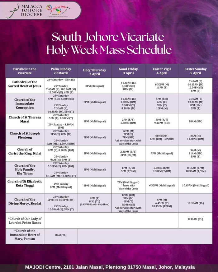 Holy Week Schedule